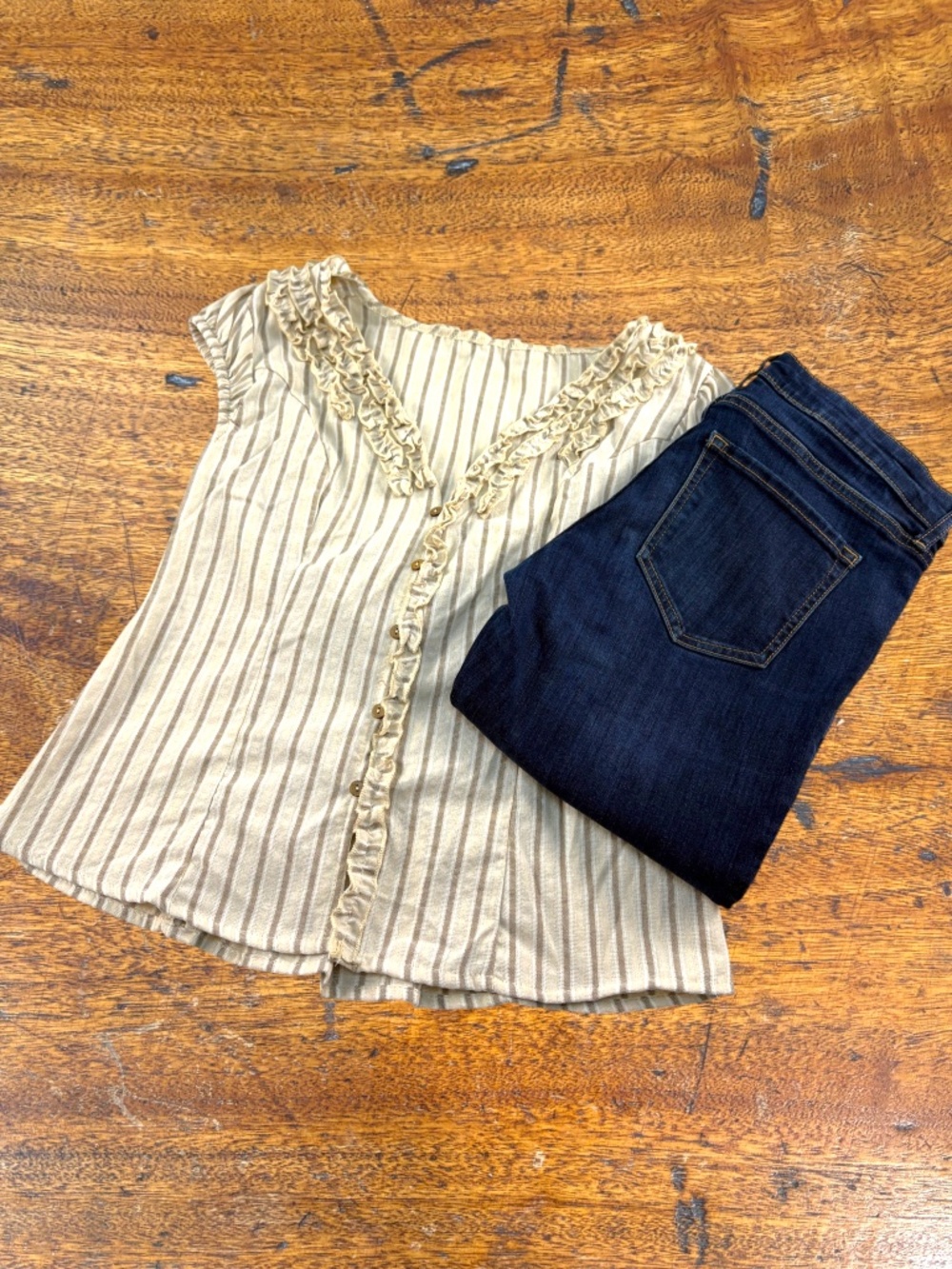 GAP Legging Skinny Jeans Dark Wash Stretch Cropped Denim & Boho Blouse Size 6